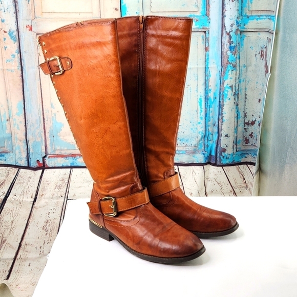 Steve Madden Chestnut Harlii Cognac Boots - Picture 1 of 9